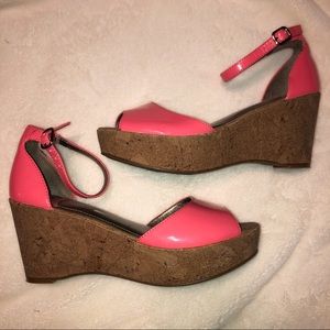 Fergalicious Pink Platform Wedges Ankle Strap
